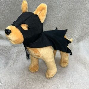 Batman dog 2010 Six Flags plush 10" x 15" dog in bat mask & cape